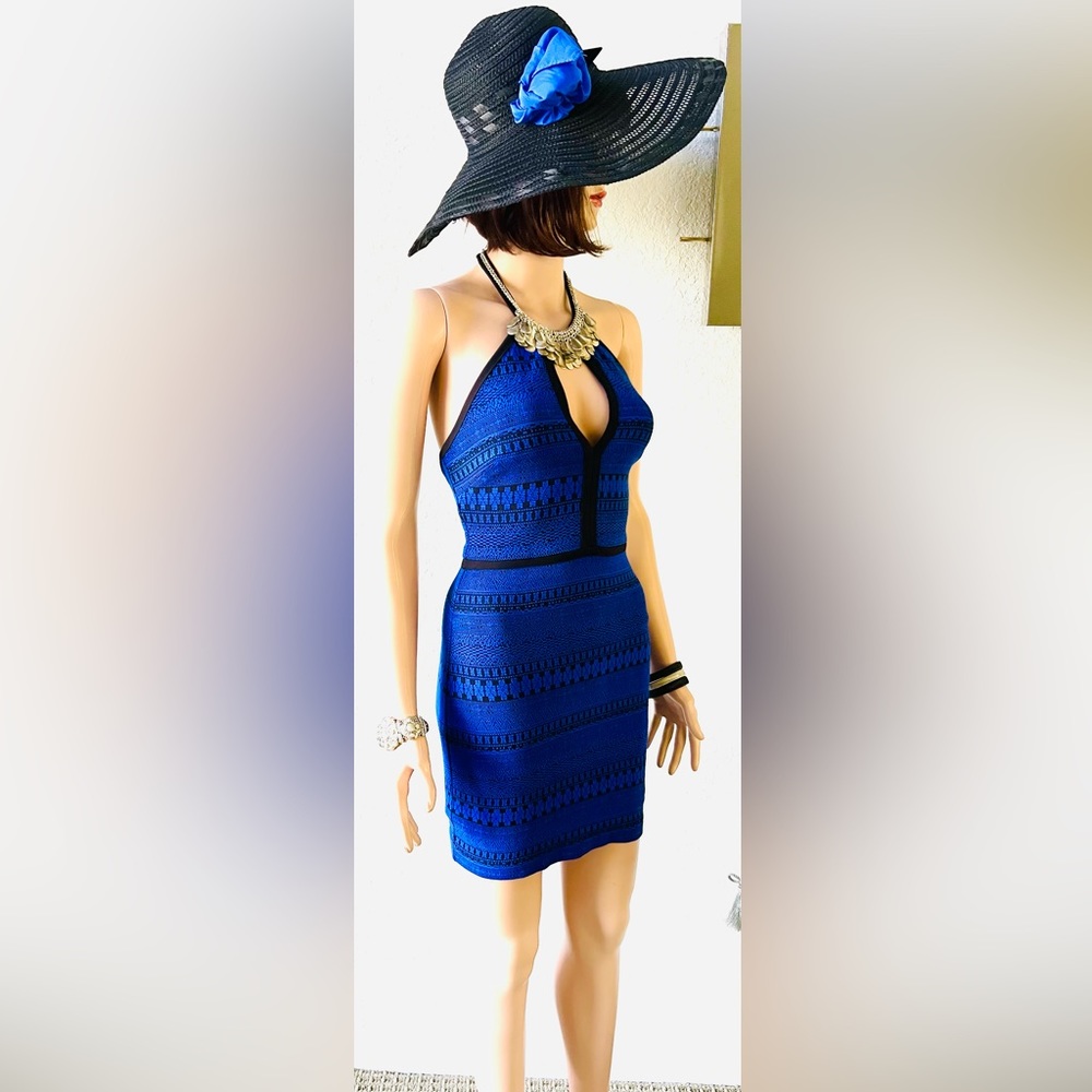 Bebe Halter mini Royal blue/ black trim Size 2